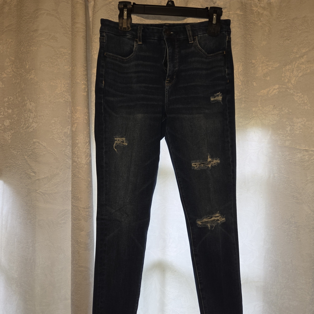American Eagle Outfitters Dark Blue Distressed Skinny Jeans